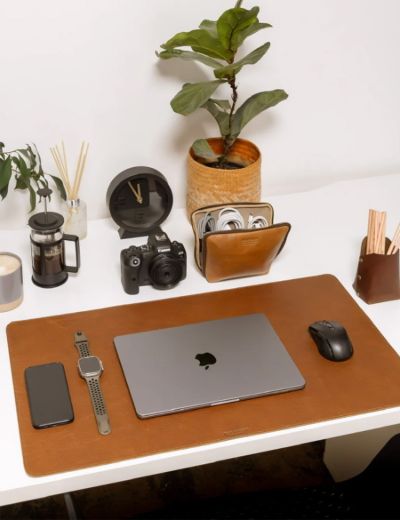 Leather Desk Mat / Pad Tobacco