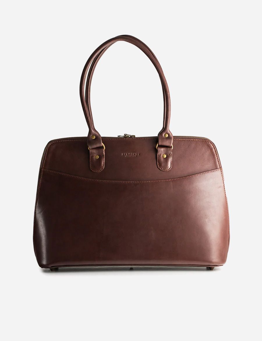 Ladies Leather Work Bag Tobacco