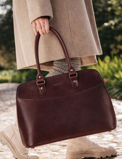 Ladies Leather Work Bag Tobacco