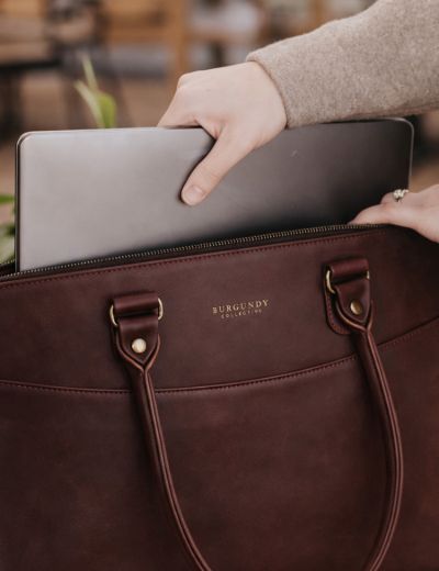 Ladies Leather Work Bag Tobacco