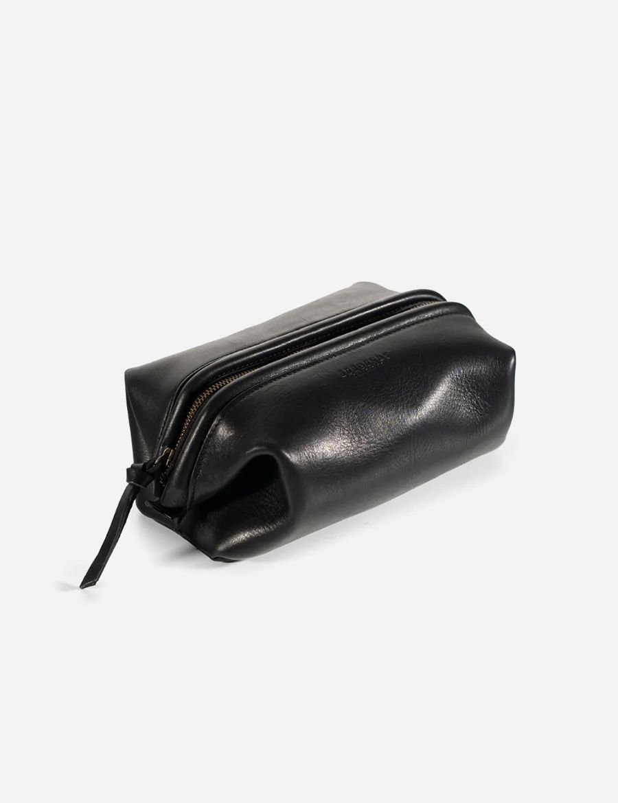 Leather Wash Bag Black