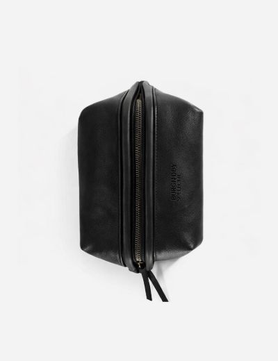 Leather Wash Bag Black