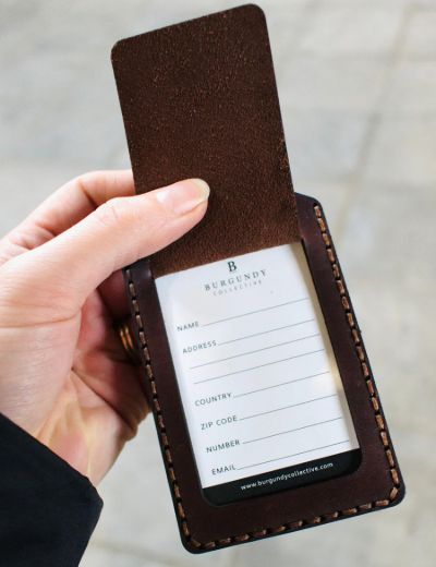 Leather Luggage Tag Brown