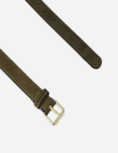 Ladies Field Belt Green Suede