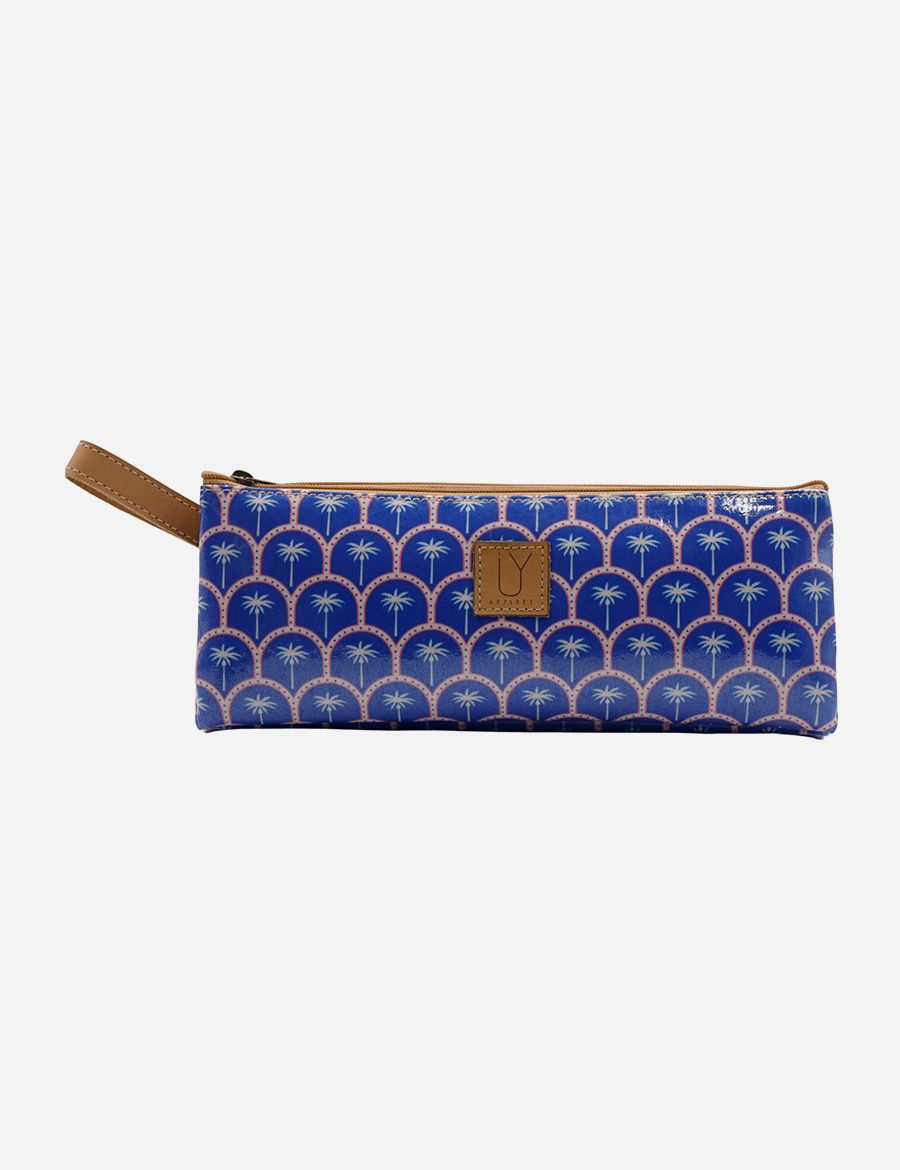 3 Zip Pencil Case – Blue Palm