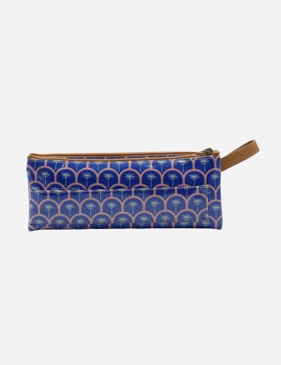 3 Zip Pencil Case – Blue Palm