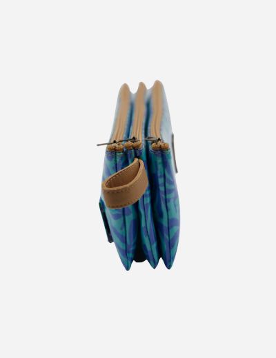3 Zip Pencil Case – Blue Palm
