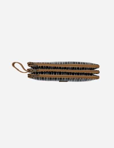 3 Zip Pencil Case – Blue Palm