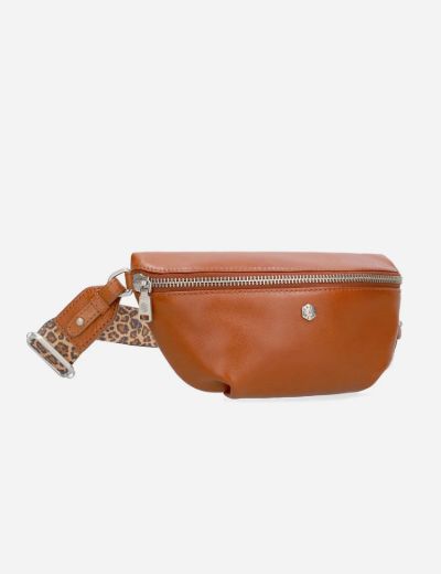 Slim Ladies Leather Waist Bag, Tan