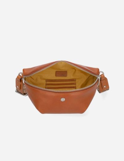 Slim Ladies Leather Waist Bag, Tan