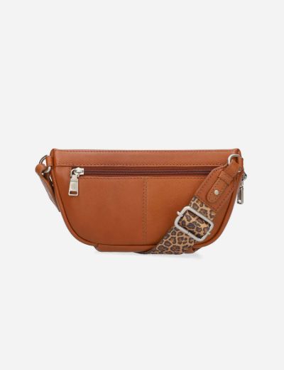 Slim Ladies Leather Waist Bag, Tan