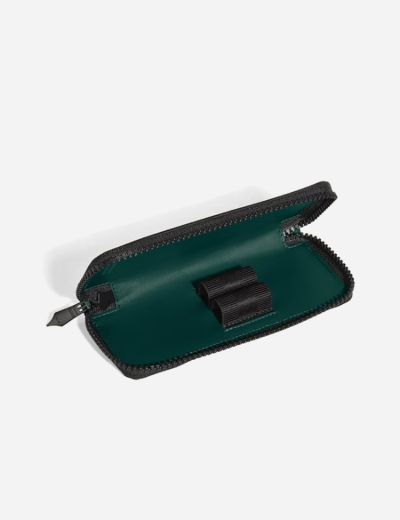 2-Pen Pouch Zip Extreme Leather British Green