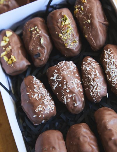 Medjool Dates and Pistachios in Belgian Milk Chocolate 330g Gift Box