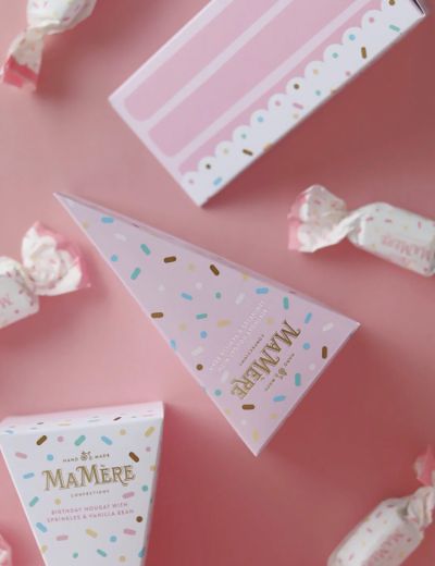 White Birthday Sprinkle Nougat Gift Box 100g