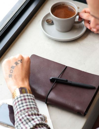 A5 Leather Journal Cover Minimalist Range Coffee