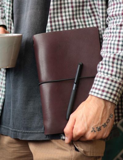 A5 Leather Journal Cover Minimalist Range Coffee