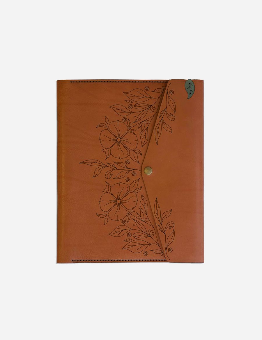 Leather Padfolio Floral Range Chocolate