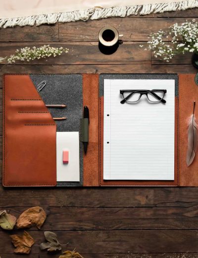 Leather Padfolio Floral Range Chocolate