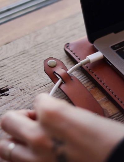 Leather Cable Organiser Pack of 3 Coffee
