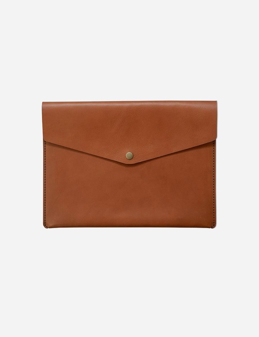 13 Inch Leather MacBook Sleeve Minimalist Range Chocolate