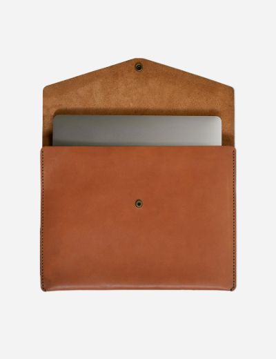 13 Inch Leather MacBook Sleeve Minimalist Range Chocolate