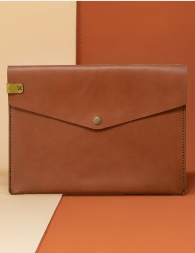 15 Inch Leather MacBook Sleeve Creative Range Chocolate