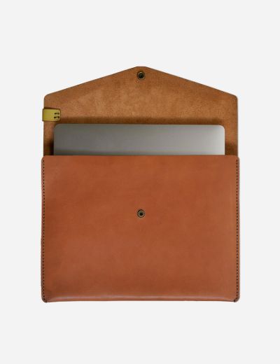 15 Inch Leather MacBook Sleeve Creative Range Chocolate