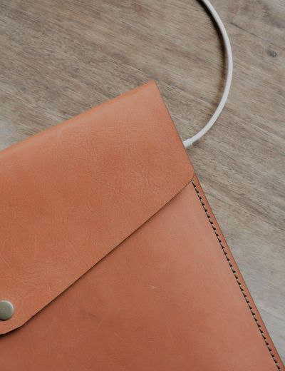 15 Inch Leather MacBook Sleeve Creative Range Chocolate