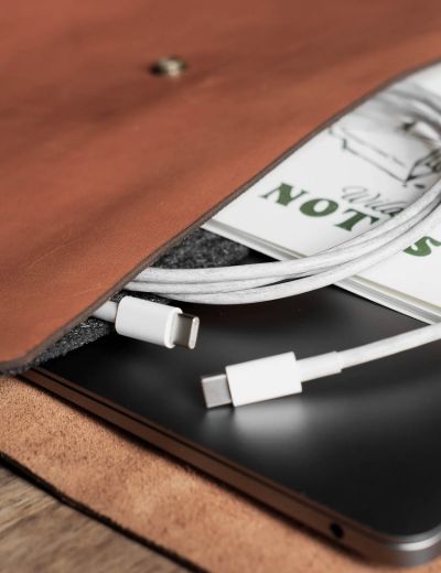 15 Inch Leather MacBook Sleeve Creative Range Chocolate