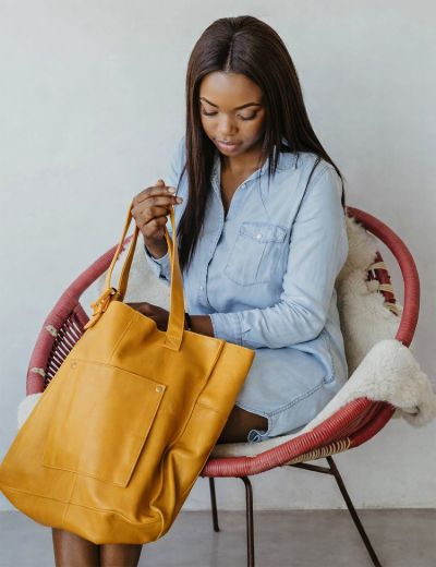 Tote Zipper Handbag Mustard