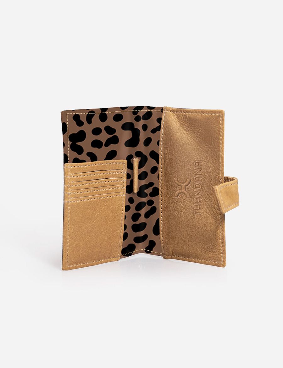 Travel Mini Wallet Cheetah Coffee