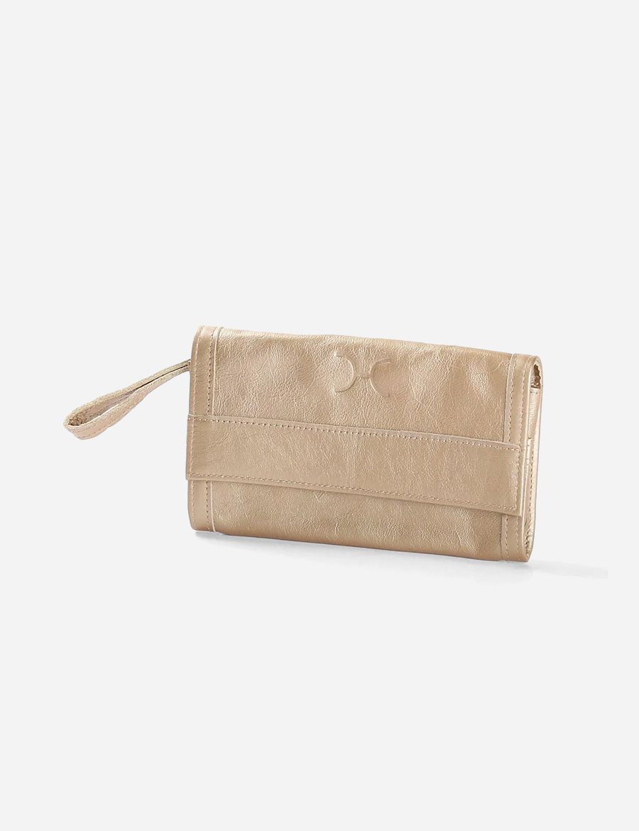 Leather Travel Wallet Gold