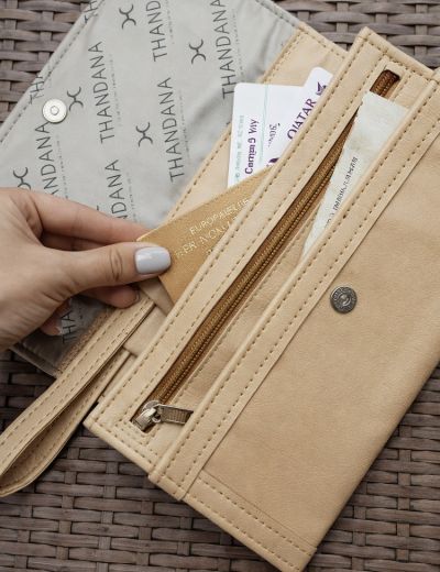 Leather Travel Wallet Gold