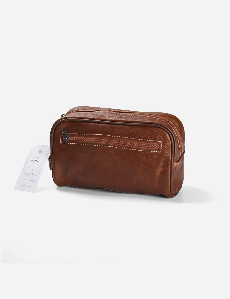 Single Zip Leather Vanity Tobac