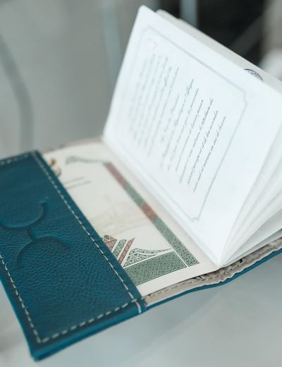 Leather Passport Holder Aqua