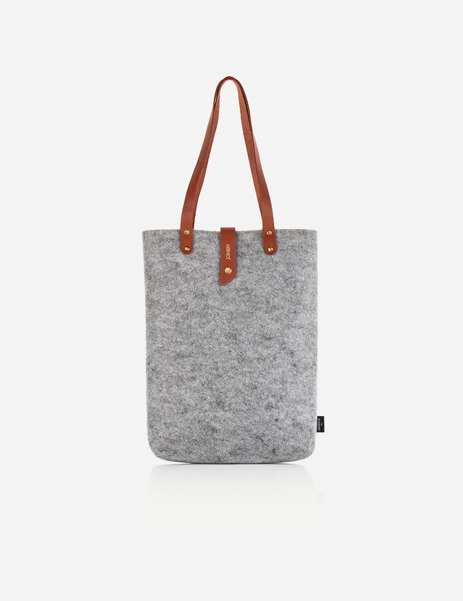 Travel Tote with Leather Handles Grey