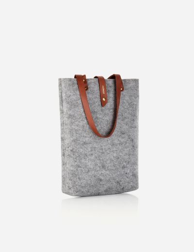 Travel Tote with Leather Handles Grey