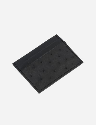 Picture of Black Ostrich Leather Card Holder Wallet