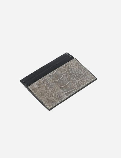 Picture of Grey Ostrich Leather Card Holder Wallet