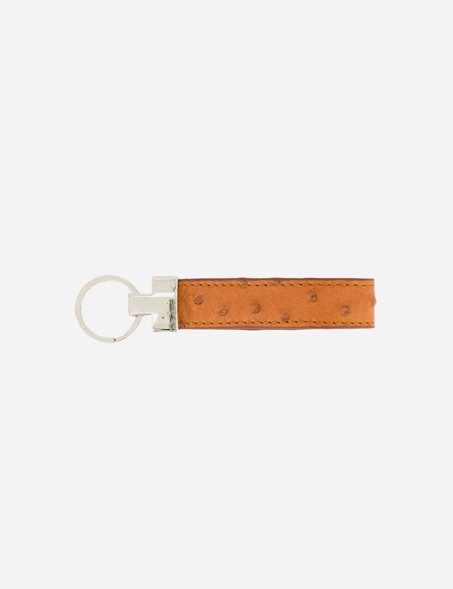 Picture of Silver Keyring with Tan Ostrich Leather Strap