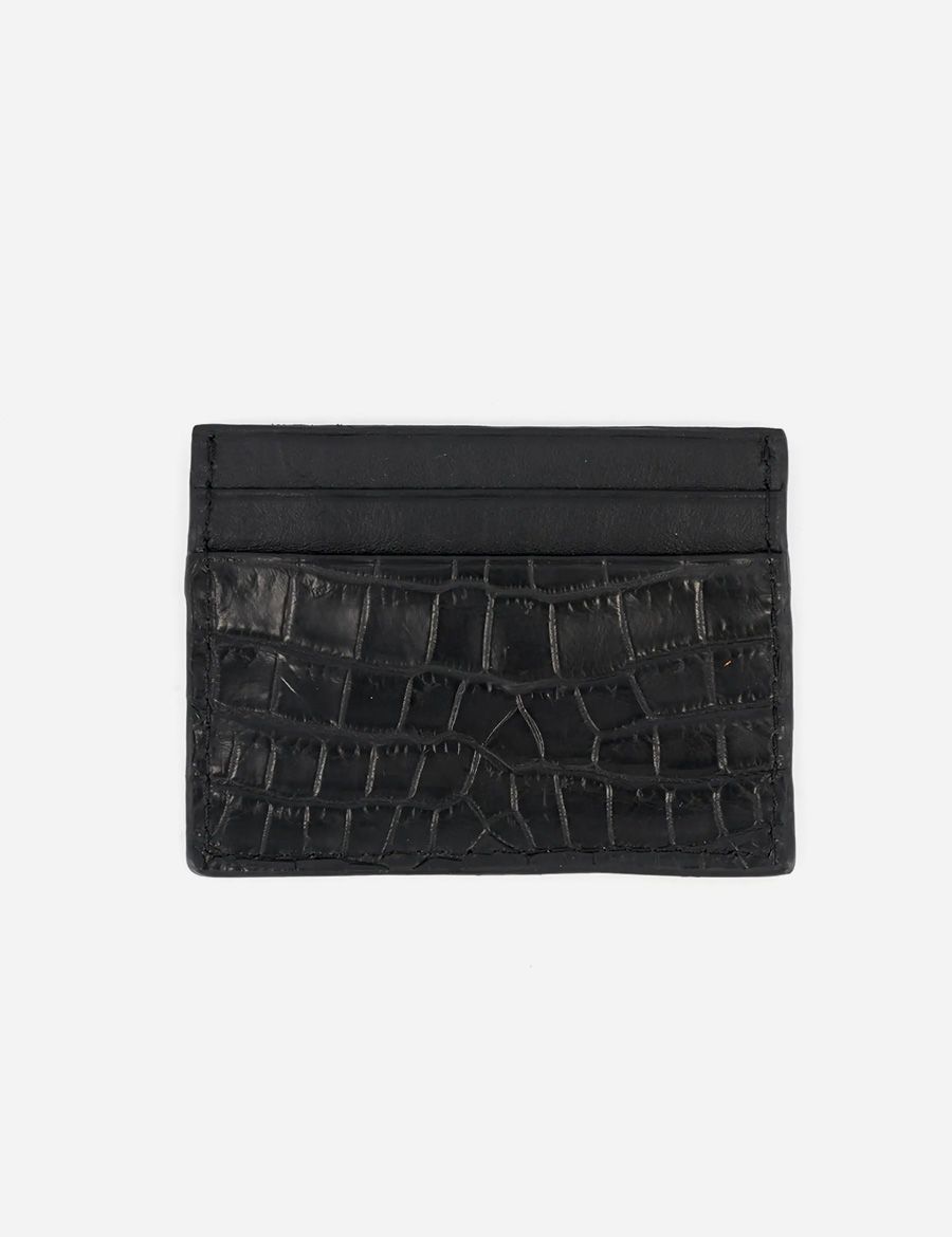 Picture of Black Ostrich Leather Card Holder Wallet